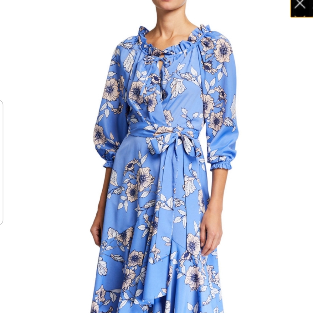 Eliza J 3/4 - sleeve Faux Wrap Midi dress